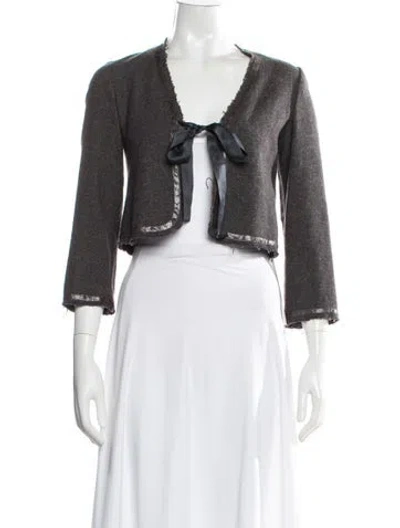 Pre-owned Dosa Cashmere Tweed Pattern Bolero In Gray