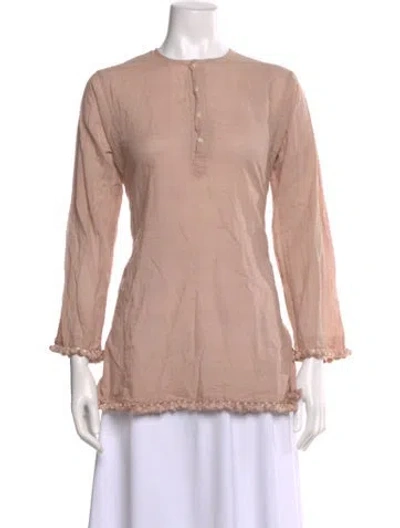 Pre-owned Dosa Crew Neck Long Sleeve Top In Pink