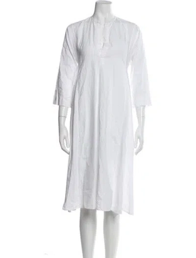 Pre-owned Dosa Crew Neck Midi Length Dress In White