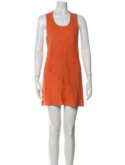 Pre-owned Dosa Crew Neck Mini Dress In Orange