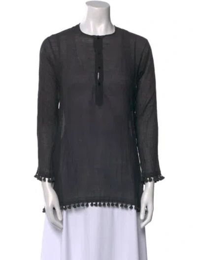 Pre-owned Dosa Crew Neck Three-quarter Sleeve Tunic In Black