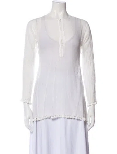 Pre-owned Dosa Crew Neck Three-quarter Sleeve Tunic In White