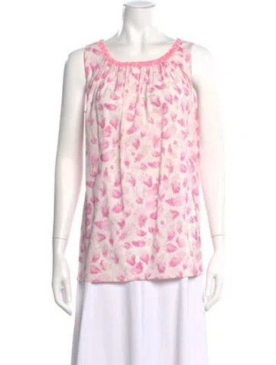 Pre-owned Dosa Floral Print Crew Neck Top In Pink