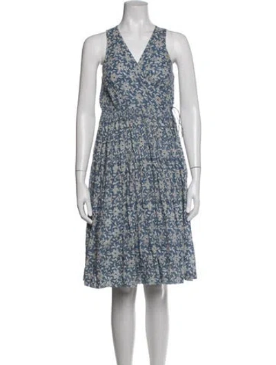 Pre-owned Dosa Floral Print Knee-length Dress In Blue