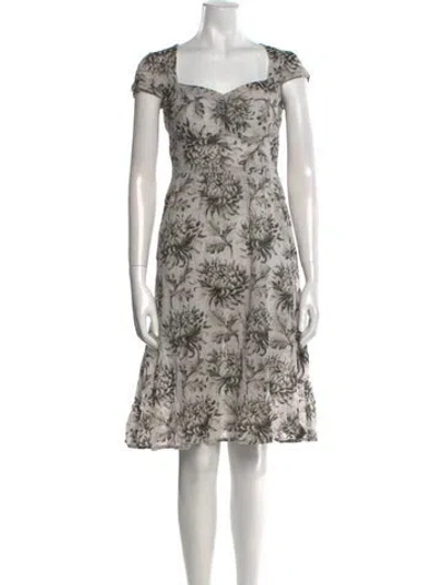 Pre-owned Dosa Floral Print Knee-length Dress In Gray