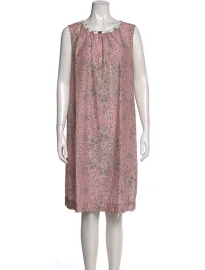 Pre-owned Dosa Floral Print Knee-length Dress In Pink