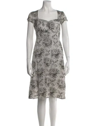 Pre-owned Dosa Floral Print Midi Length Dress In Gray