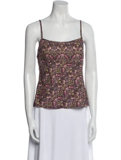 Pre-owned Dosa Floral Print Square Neckline Top In Multi