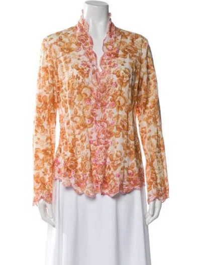Pre-owned Dosa Floral Print V-neck Blouse In Multi