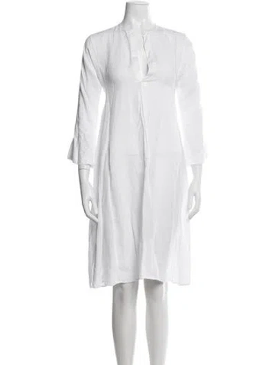 Pre-owned Dosa Hemp Knee-length Dress In White