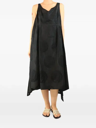 Pre-owned Dosa Knot-detail Polka-dot Slip Dress In Black