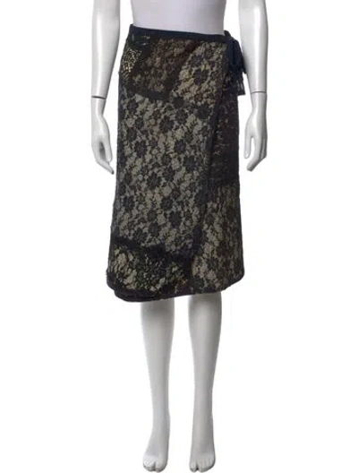 Pre-owned Dosa Lace Pattern Midi Length Skirt In Blue