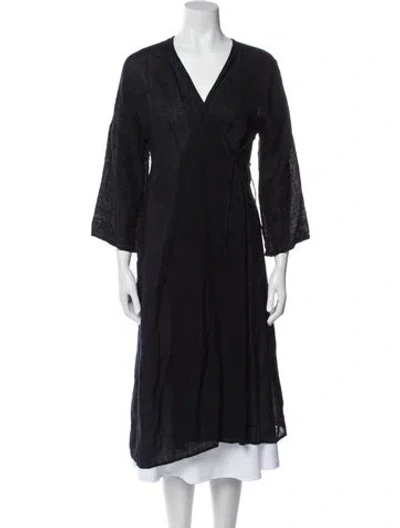 Pre-owned Dosa Linen Coat In Black