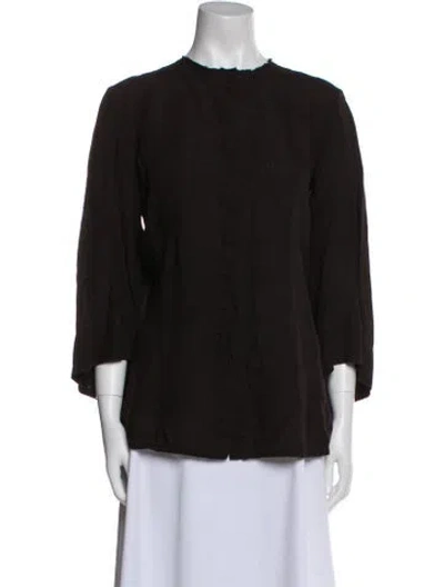 Pre-owned Dosa Linen Crew Neck Blouse In Black