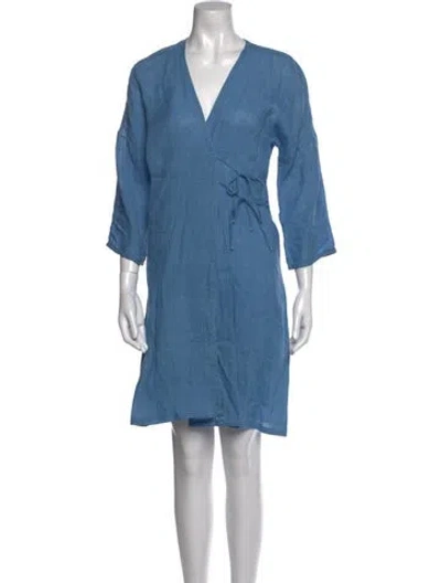 Pre-owned Dosa Linen Knee-length Dress In Blue