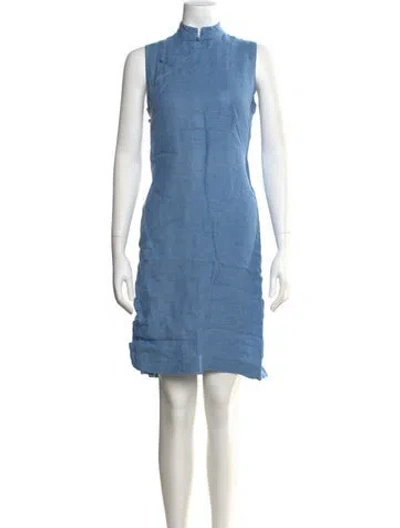Pre-owned Dosa Linen Knee-length Dress In Blue