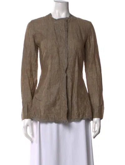 Pre-owned Dosa Linen Long Sleeve Top In Brown