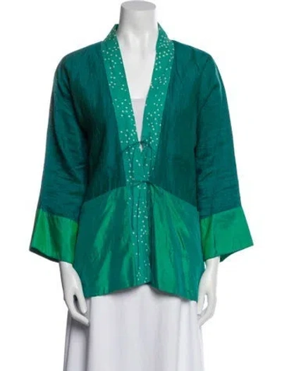 Pre-owned Dosa Linen V-neck Tunic In Green