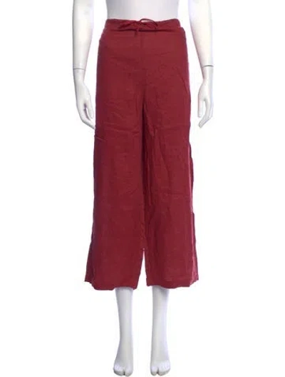 Pre-owned Dosa Linen Wide Leg Pants In Burgundy