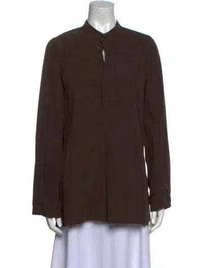 Pre-owned Dosa Mock Neck Long Sleeve Tunic In Brown