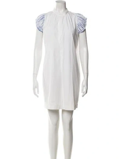 Pre-owned Dosa Mock Neck Mini Dress In White