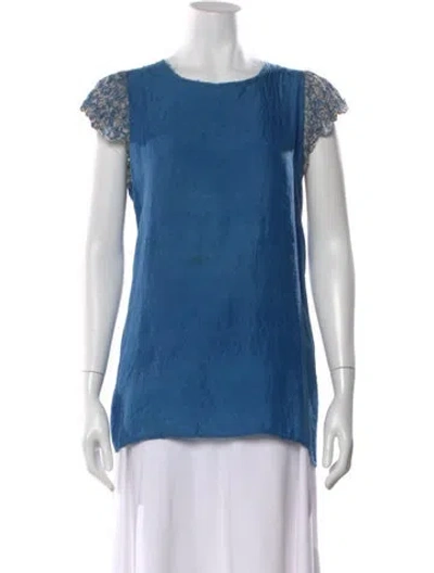 Pre-owned Dosa Patterned Crew Neck Top In Blue