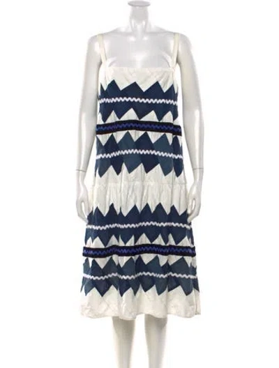 Pre-owned Dosa Patterned Midi Length Dress In Blue
