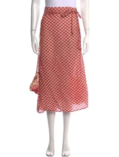 Pre-owned Dosa Patterned Midi Length Skirt In Multicolor