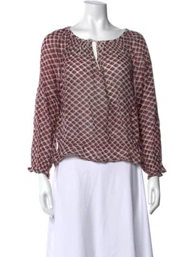 Pre-owned Dosa Patterned Tie Neck Blouse In Multicolor