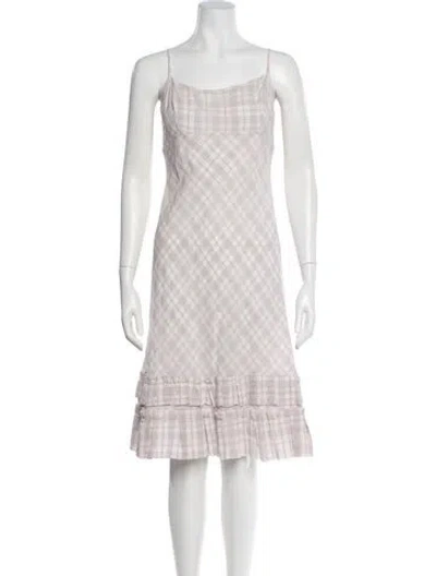 Pre-owned Dosa Plaid Print Knee-length Dress In Pink