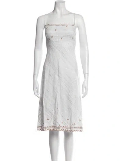 Pre-owned Dosa Printed Knee-length Dress In White