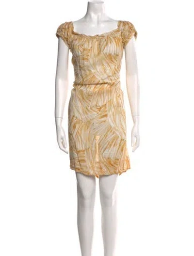 Pre-owned Dosa Printed Knee-length Dress In Yellow
