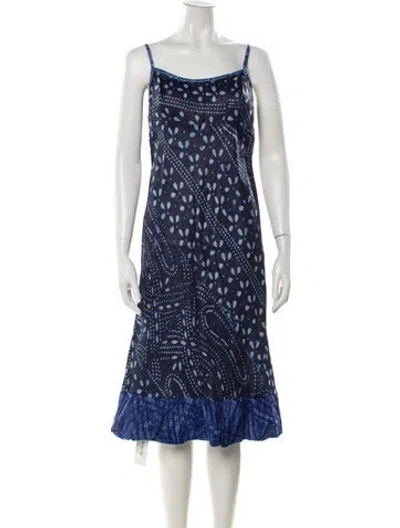 Pre-owned Dosa Printed Midi Length Dress In Blue