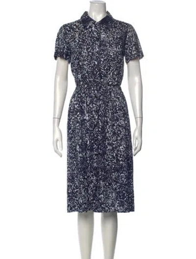 Pre-owned Dosa Printed Midi Length Dress In Blue/white