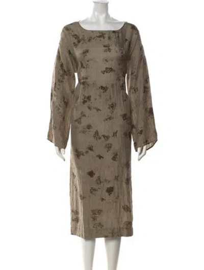 Pre-owned Dosa Printed Midi Length Dress In Neutrals