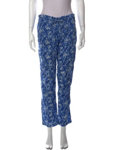 Pre-owned Dosa Printed Straight Leg Pants In Blue
