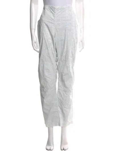 Pre-owned Dosa Printed Straight Leg Pants In White