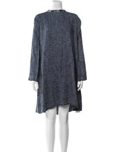 Pre-owned Dosa Scoop Neck Knee-length Dress In Blue