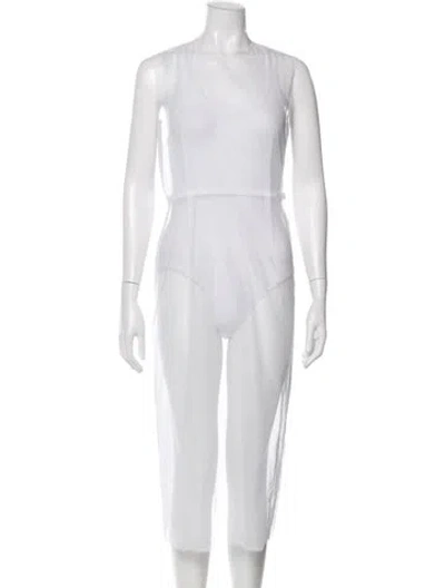 Pre-owned Dosa Scoop Neck Knee-length Dress In White