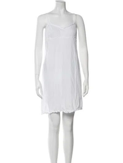 Pre-owned Dosa Scoop Neck Mini Dress In White