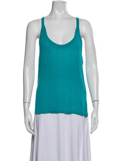 Pre-owned Dosa Scoop Neck Sleeveless Top In Blue