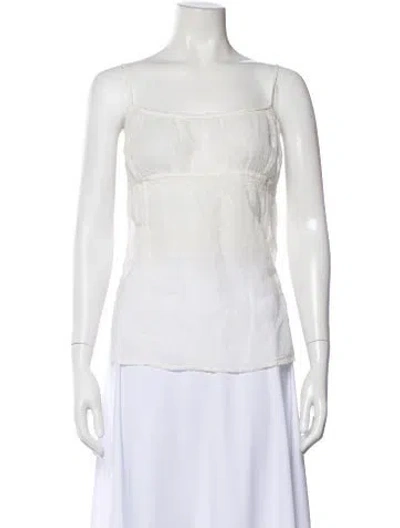 Pre-owned Dosa Scoop Neck Sleeveless Top In White