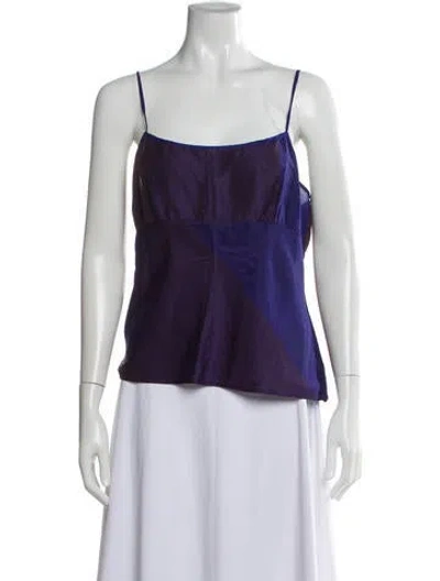Pre-owned Dosa Silk Colorblock Pattern Top In Purple