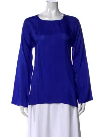 Pre-owned Dosa Silk Crew Neck Top In Blue