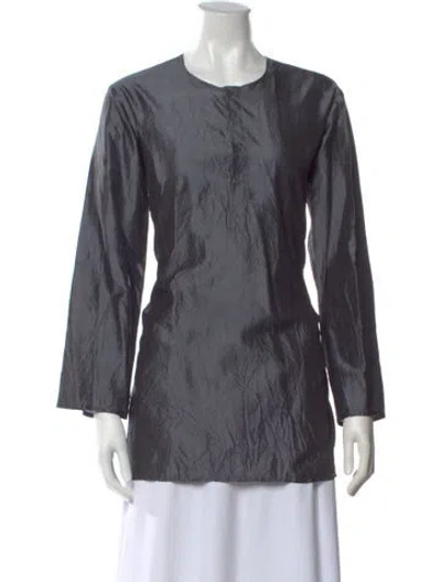 Pre-owned Dosa Silk Crew Neck Top In Grey