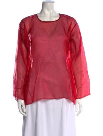 Pre-owned Dosa Silk Crew Neck Top In Pink