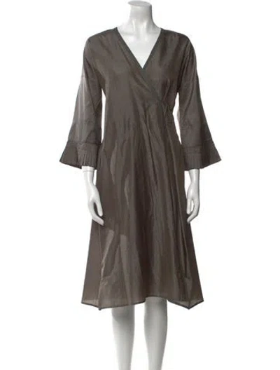Pre-owned Dosa Silk Knee-length Dress In Gray