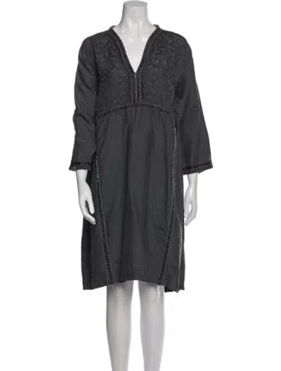 Pre-owned Dosa Silk Knee-length Dress In Gray