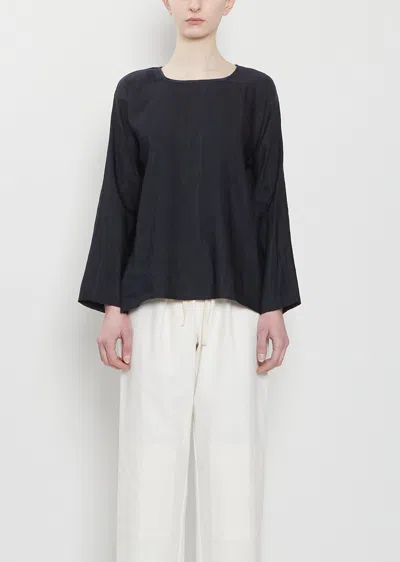 Dosa Silk Linen Tunisian Top In Blue
