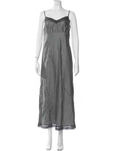 Pre-owned Dosa Silk Long Dress In Grey